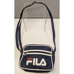 FILA Faux Leather Crossbody Small Bag  Navy White Red Adjustable Strap